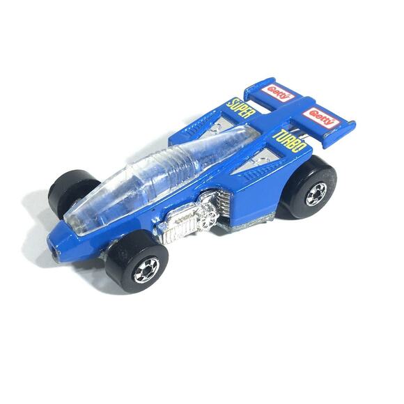Hot Wheels 1987 Getty Super Turbo Blue Racing Race Car Mattel Vintage Blue - Picture 1 of 5